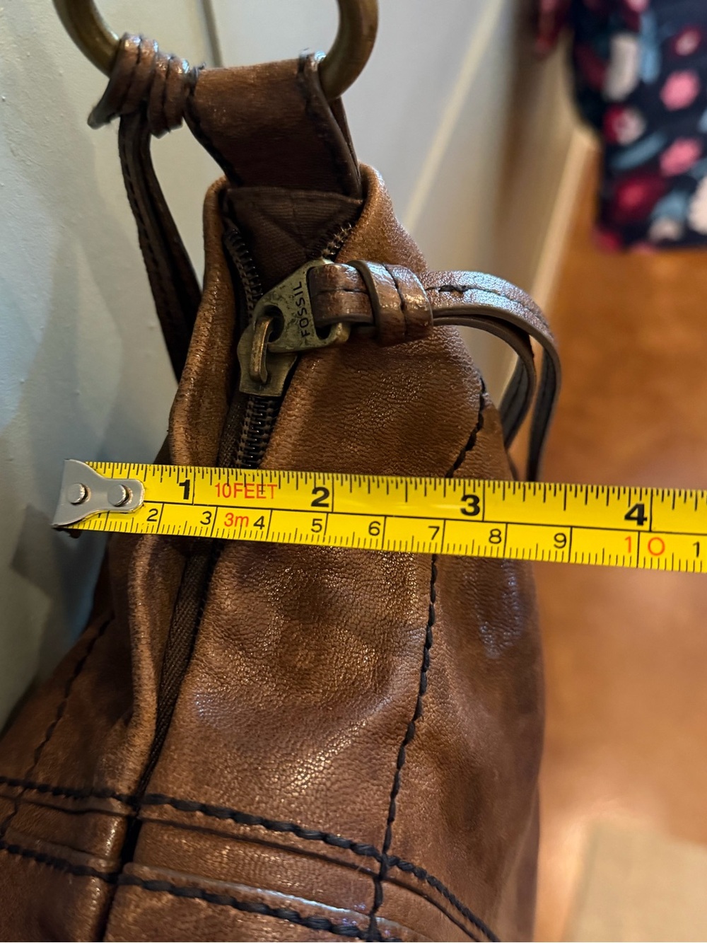 Fossil Leather Crossbody Bag with Brass Hardware - Picture 10 of 10